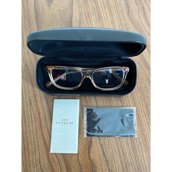 Coach Womens Pillow Frame EyeGlasses Transparent Peach New With Case, Brochure, - Picture 2 of 13